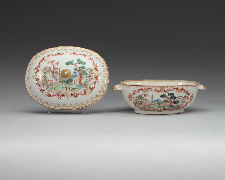 TERRIN med LOCK, kompaniporslin, Qing dynastin, Qianlong (1736-1795).