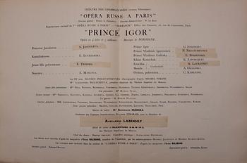 PUBLIKATION, "Opéra Russe á Paris Théatre des Champs Élysées, Printemps 1930.