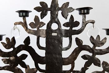 Bertil Vallien, a wrought-iron floor candle holder, Livet Träd" Kosta Boda.