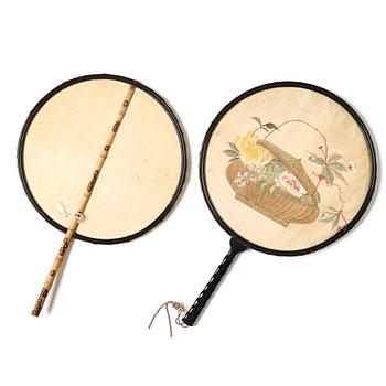 Two Chinese fans, Qing dynasty, 19th Century.