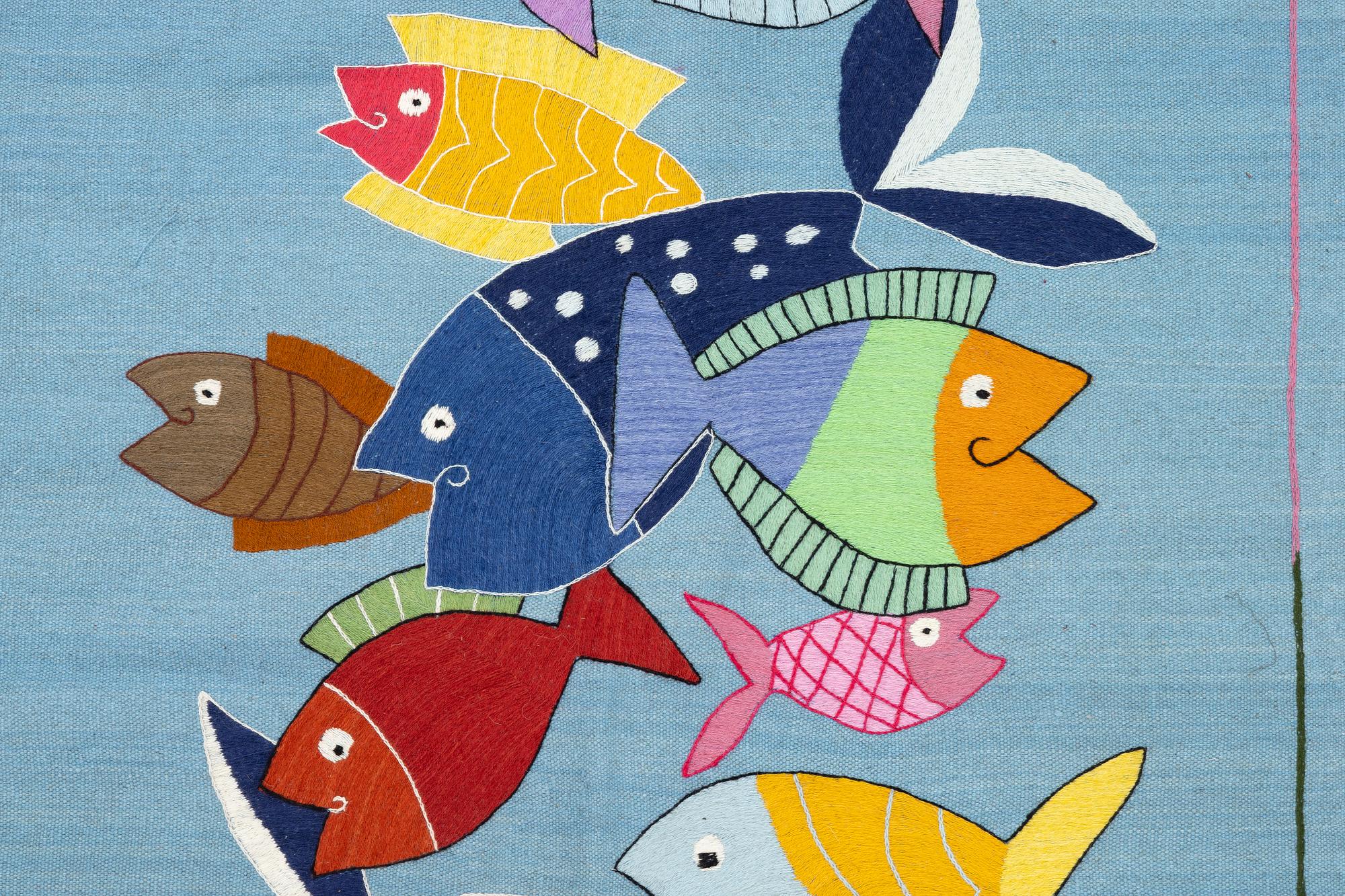 A hand-embroidered Kelim rug, 178 x 121 cm.