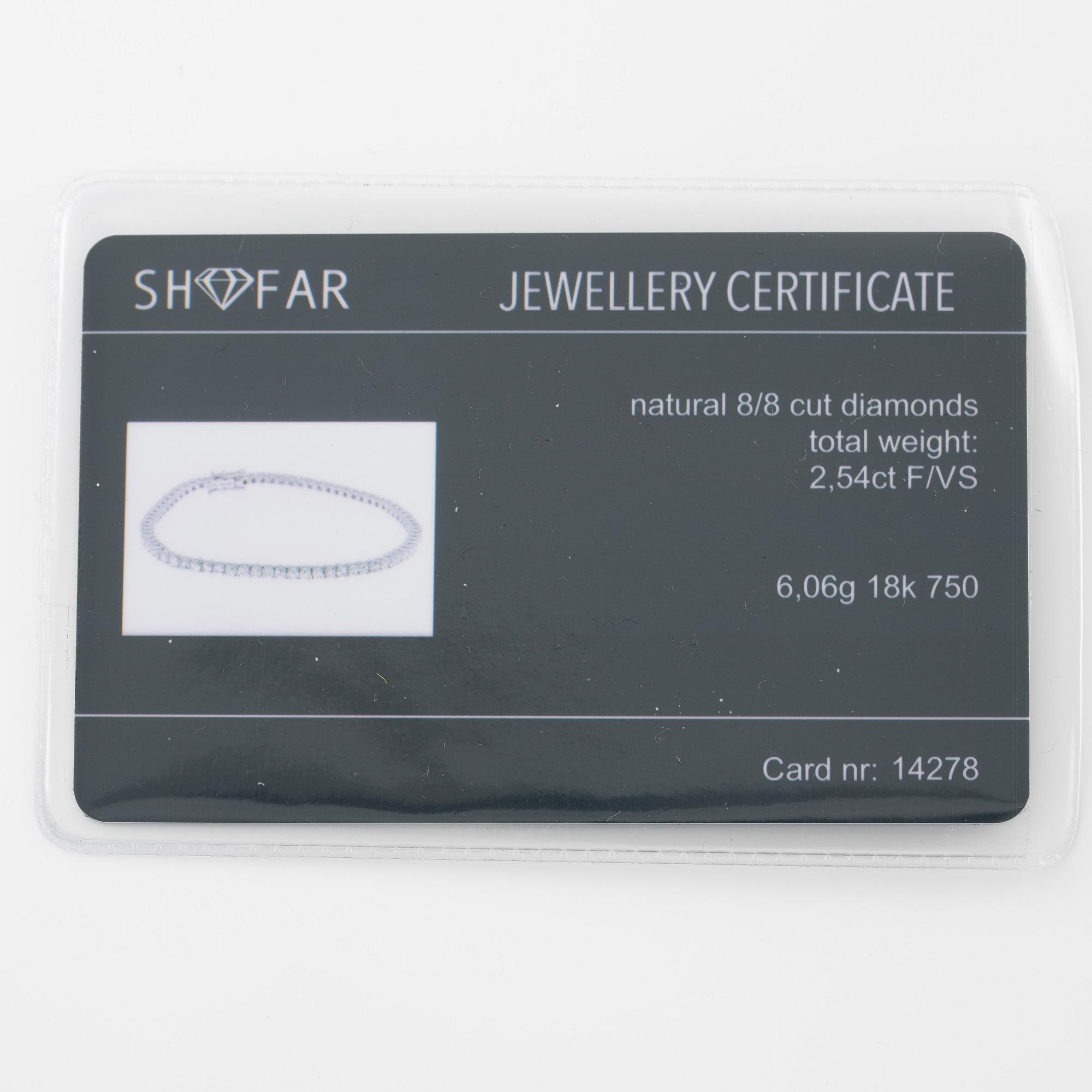 Tennisarmband 18K vitguld med åttkantslipade diamanter.