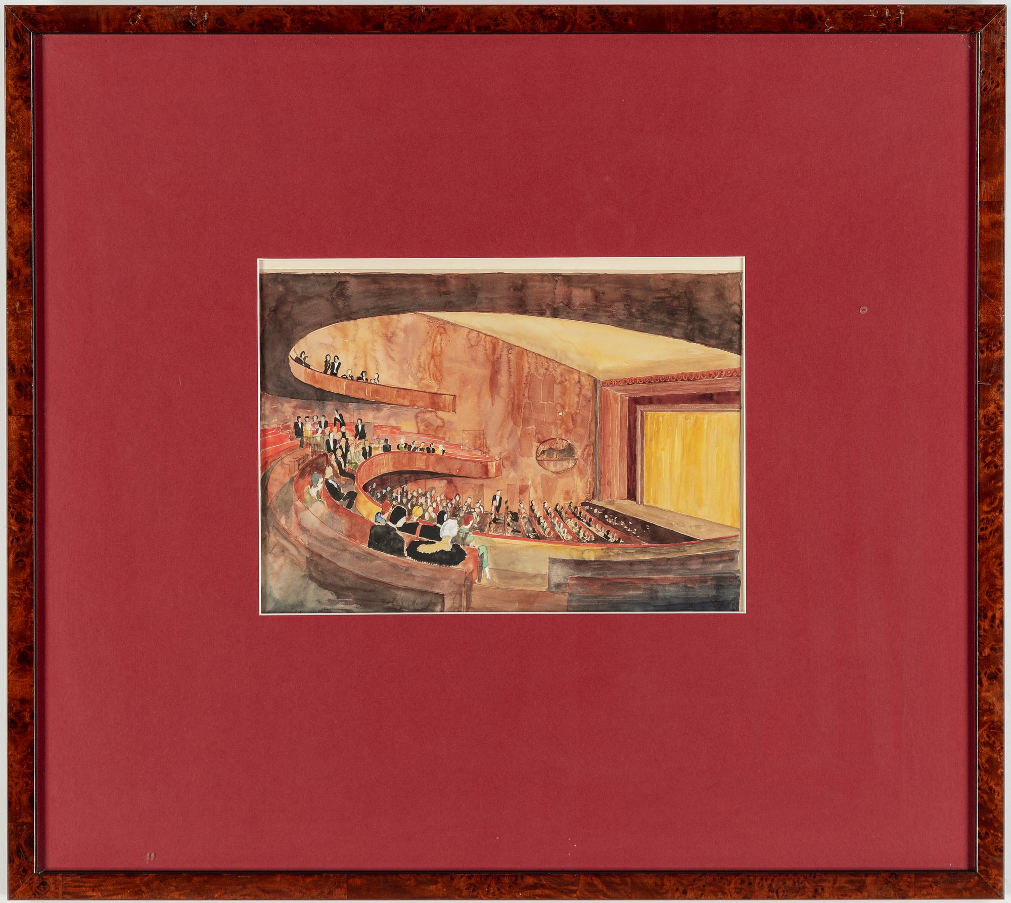 FASADER/INTERIÖRER, 4 st, akvareller, 1900-tal.