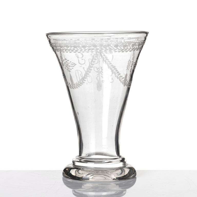 A late Gustavian glass beaker probably from Cedersberg glass manufactory, circa 1800.