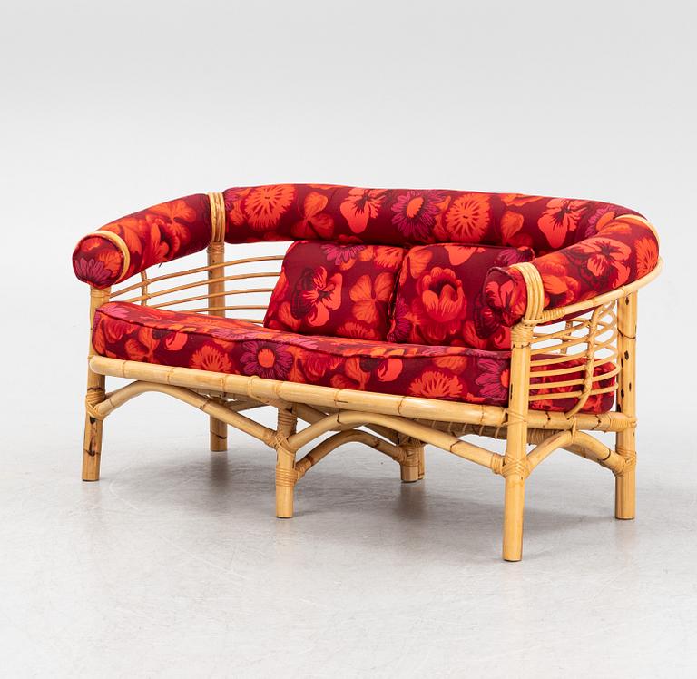 A three-piece bamboo and rattan furniture suite, second half of the 20th Century.