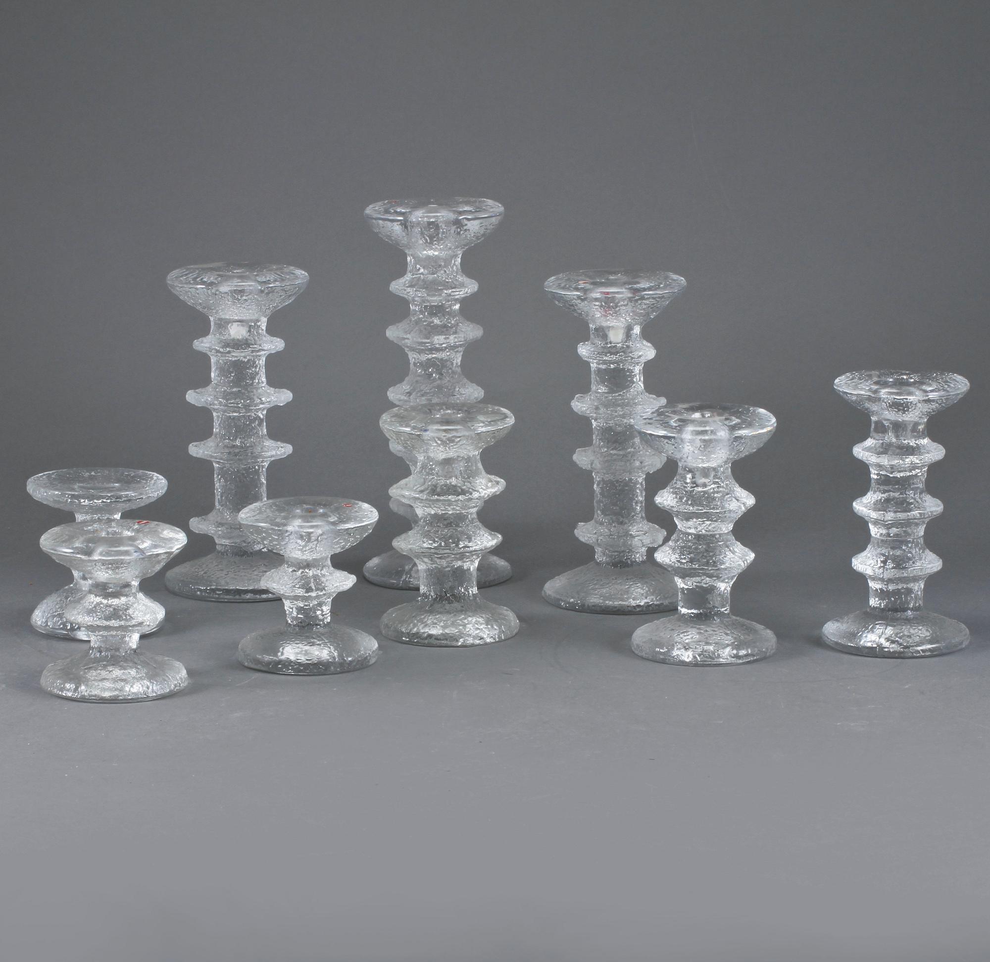 LJUSSTAKAR, 9 st, "Festivo", Timo Sarpaneva, Iittala, 1900-talets andra hälft.