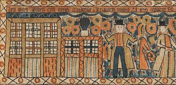 A Southern Swedish provincial painting, 19th century, The Entry of Christ into Jerusalem.