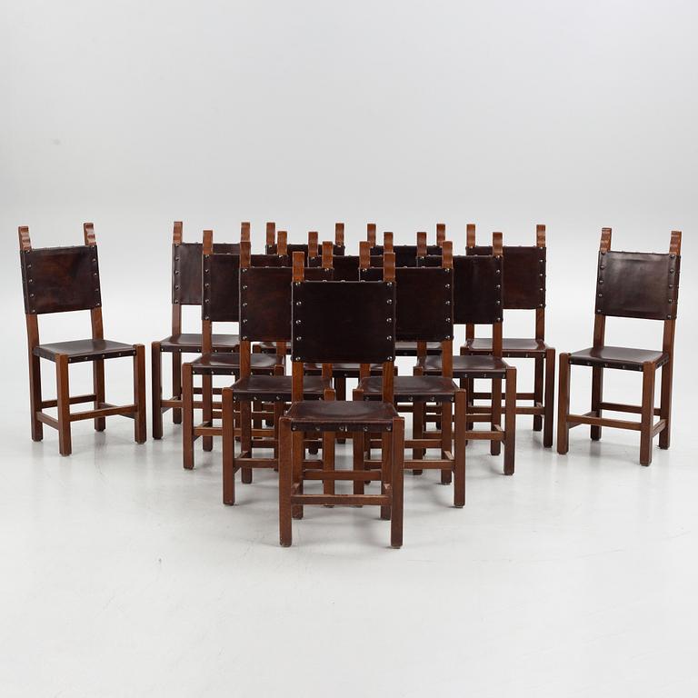 A set of twelve dining room chairs, first half of the 20th century.