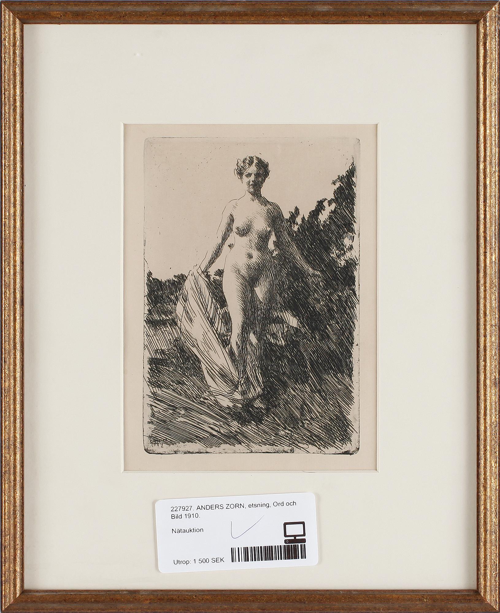 ANDERS ZORN, etsning, ej sign.