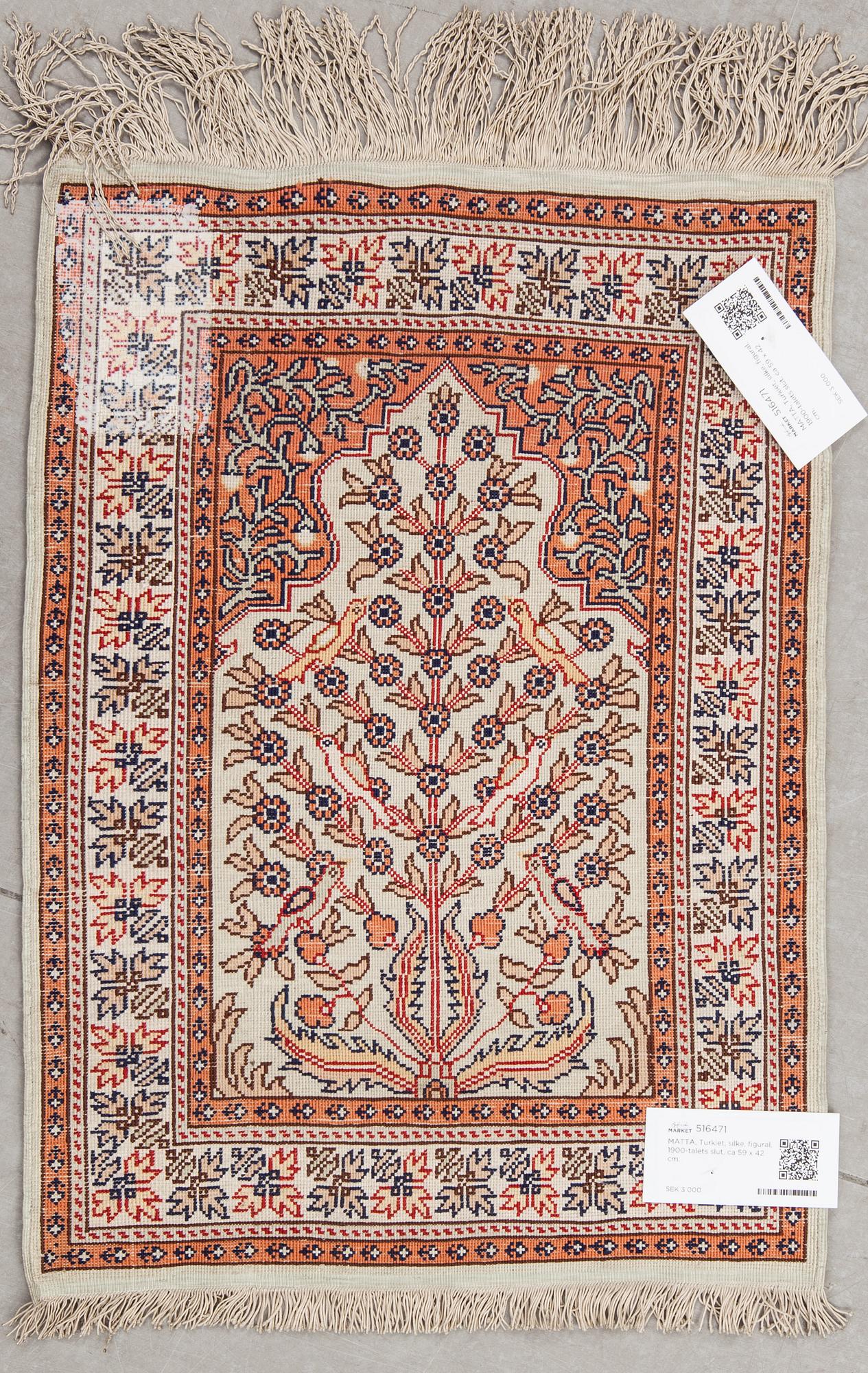 MATTA, Turkiet, silke, figural, 1900-talets slut, ca 59 x 42 cm.