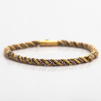 Armband, tvinnad cordellänk, 18K guld/vitguld. Utländsk stämpel.