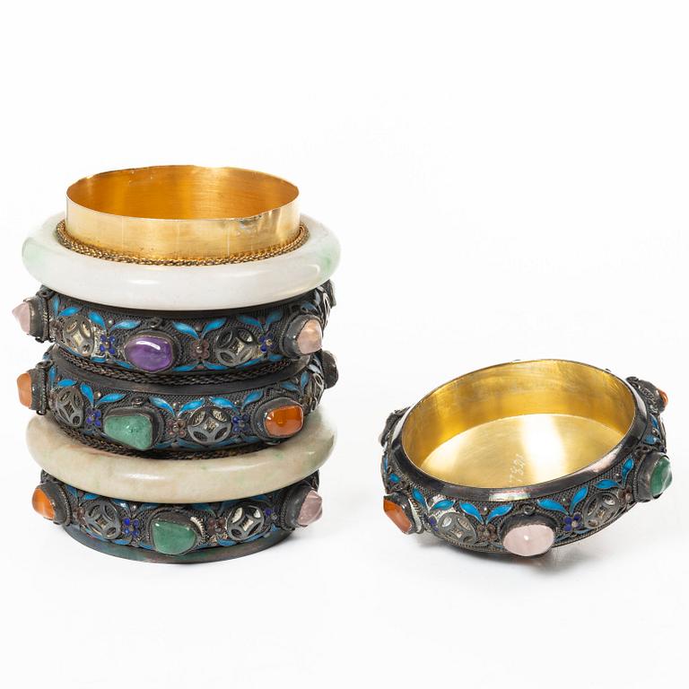 Three enamel and silver boxes, Tibet, first half of the 20th century.