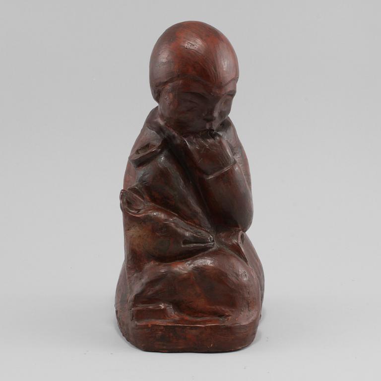 SKULPTUR, möjligen Camelo Pafumi, lergods, signerad C.P, 1900-tal.