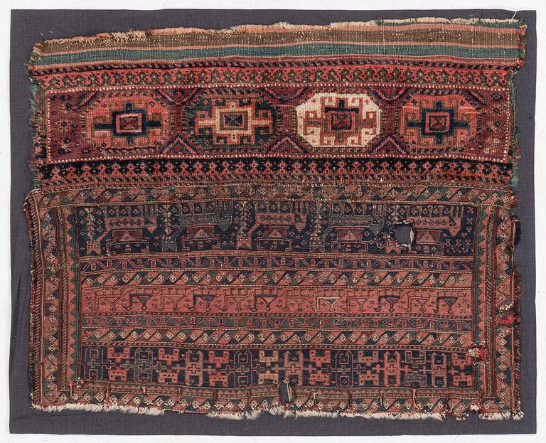 Fragment av en väska, Luri, Sydvästra persien (Iran), ca 93 x 120 cm.