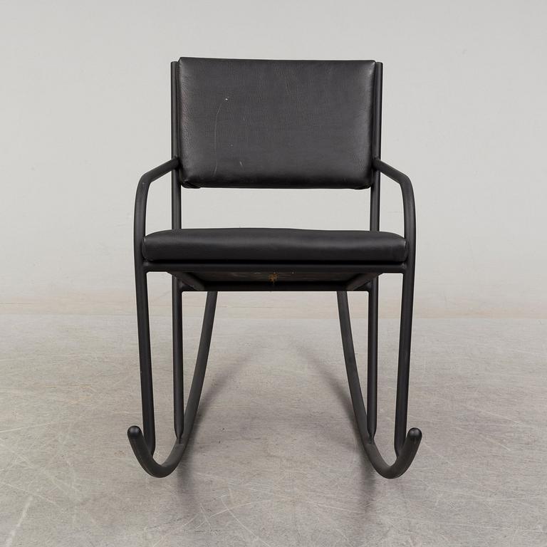 JONAS BOHLIN, a steel and black leather rocking chair, Jonas Bohlin Design AB, Sweden 1997.