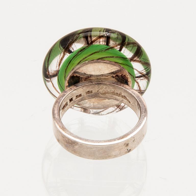 Monica Backström, Necklace and Ring, Glass and Silver.