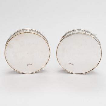 A pair of Russian silver-plated wine coasters, maker's mark of Aleksandr Katch, late 19th century.