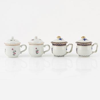 A set of four (2+2) custard cups with covers, Qing dynasty, 18th Century.