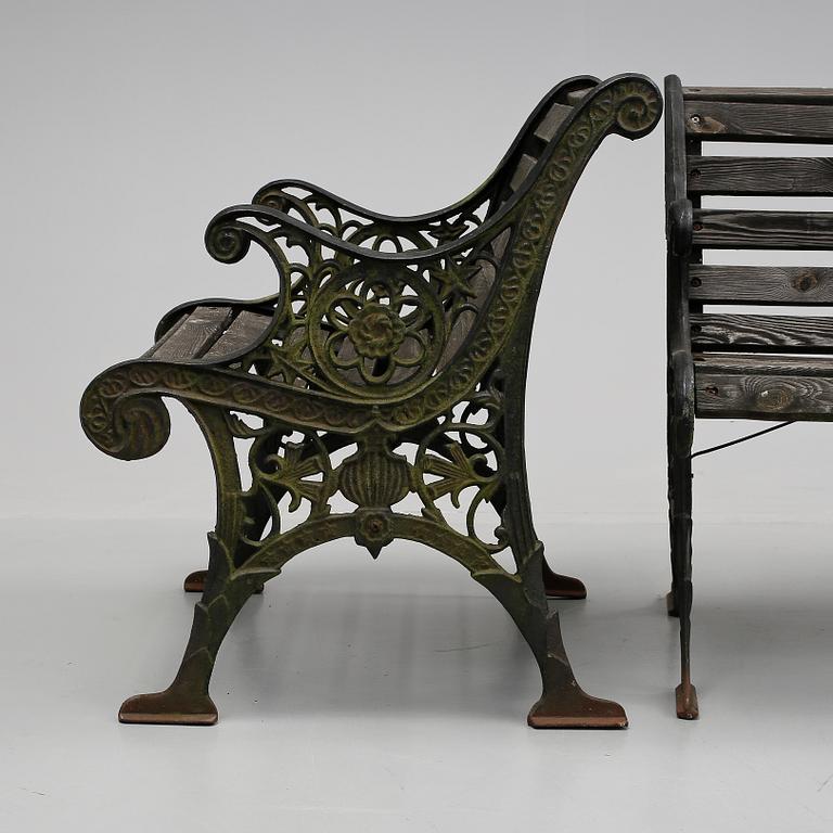 TRÄDGÅRDSMÖBLER, 4 st, gjutjärn, 1900-tal.
