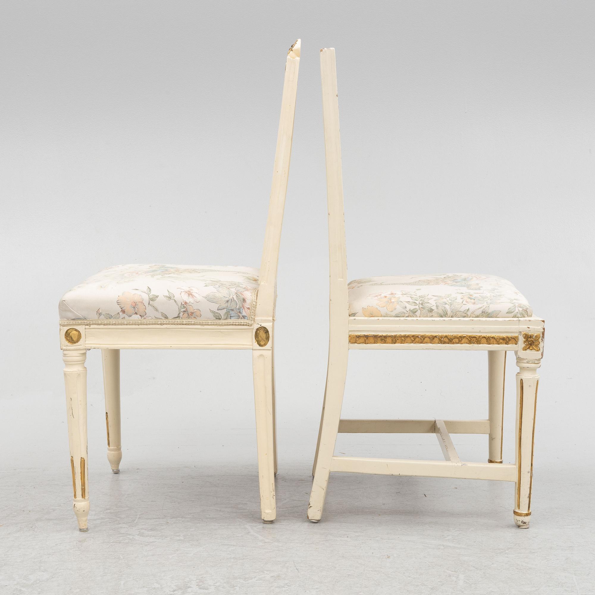 Two Gustavian chairs, end of the 18th century.