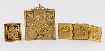 Three 19th century Russian brass icons.