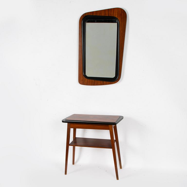 A mirror and table, Glas & Trä, Hovmantorp, 1957.
