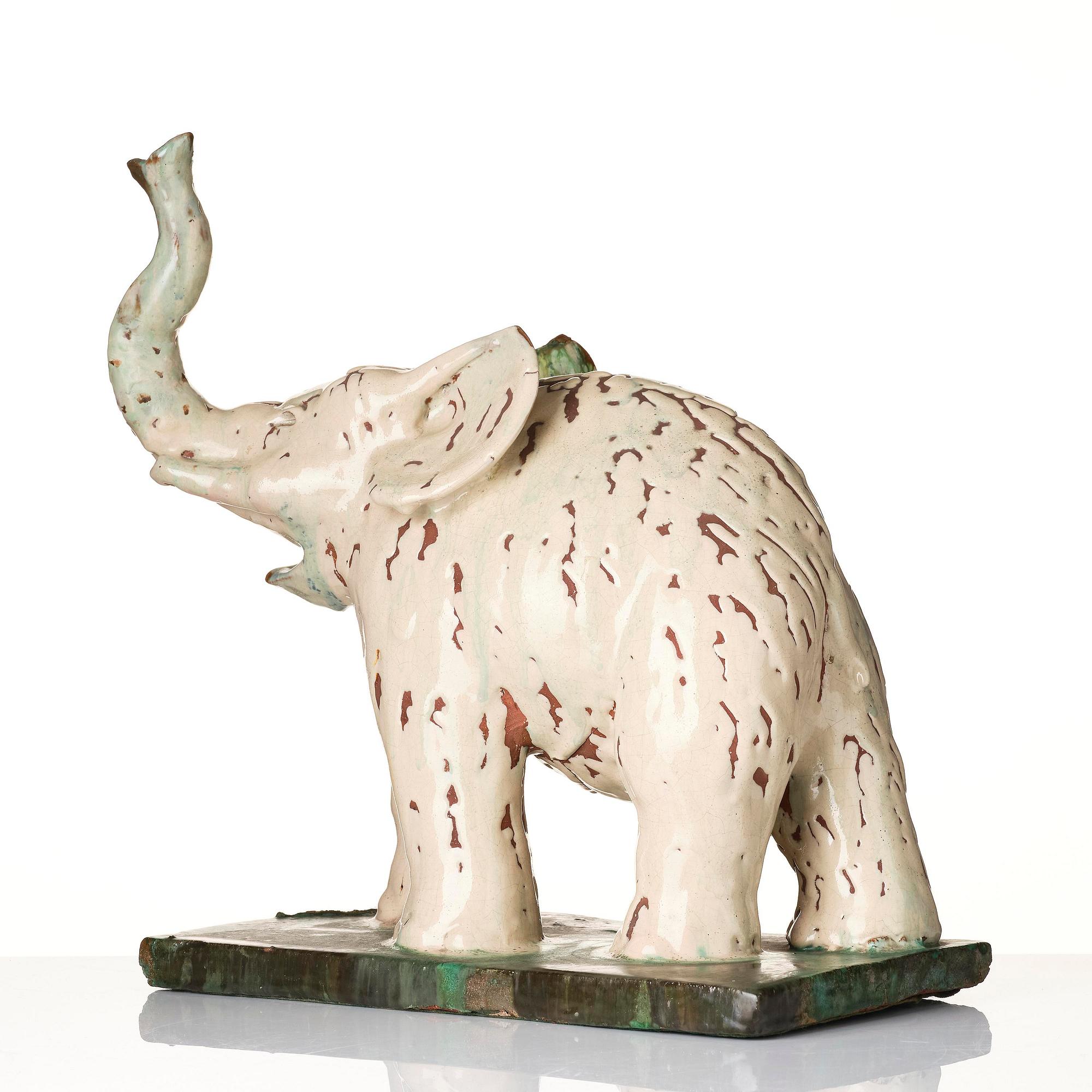 Allan Ebeling, a glazed ceramic sculpture of an elephant, Torshälla 1931.