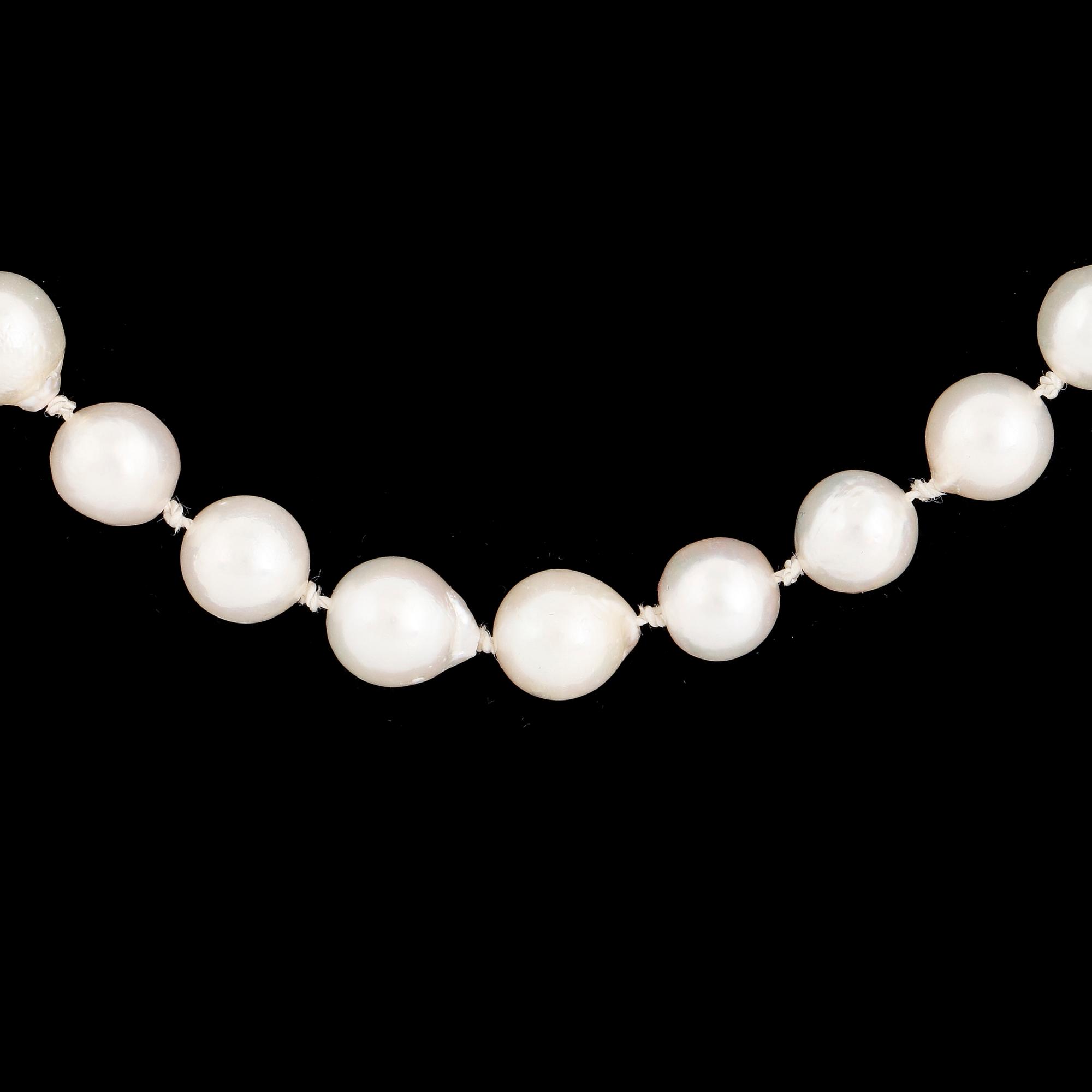 Cultured pearl necklace, replica viking clasp 18K gold.