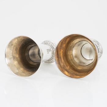 Bägare 2 st, silver, GAB, Stockholm, 1921 och 1944.