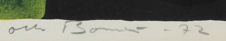 OLLE BONNIÉR, färglitografi, sign, dat -72 o numr HC 10/15.