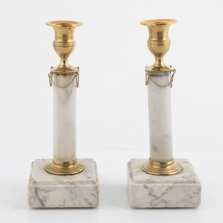 A pair of late Gustavian candlesticks, circa 1800.