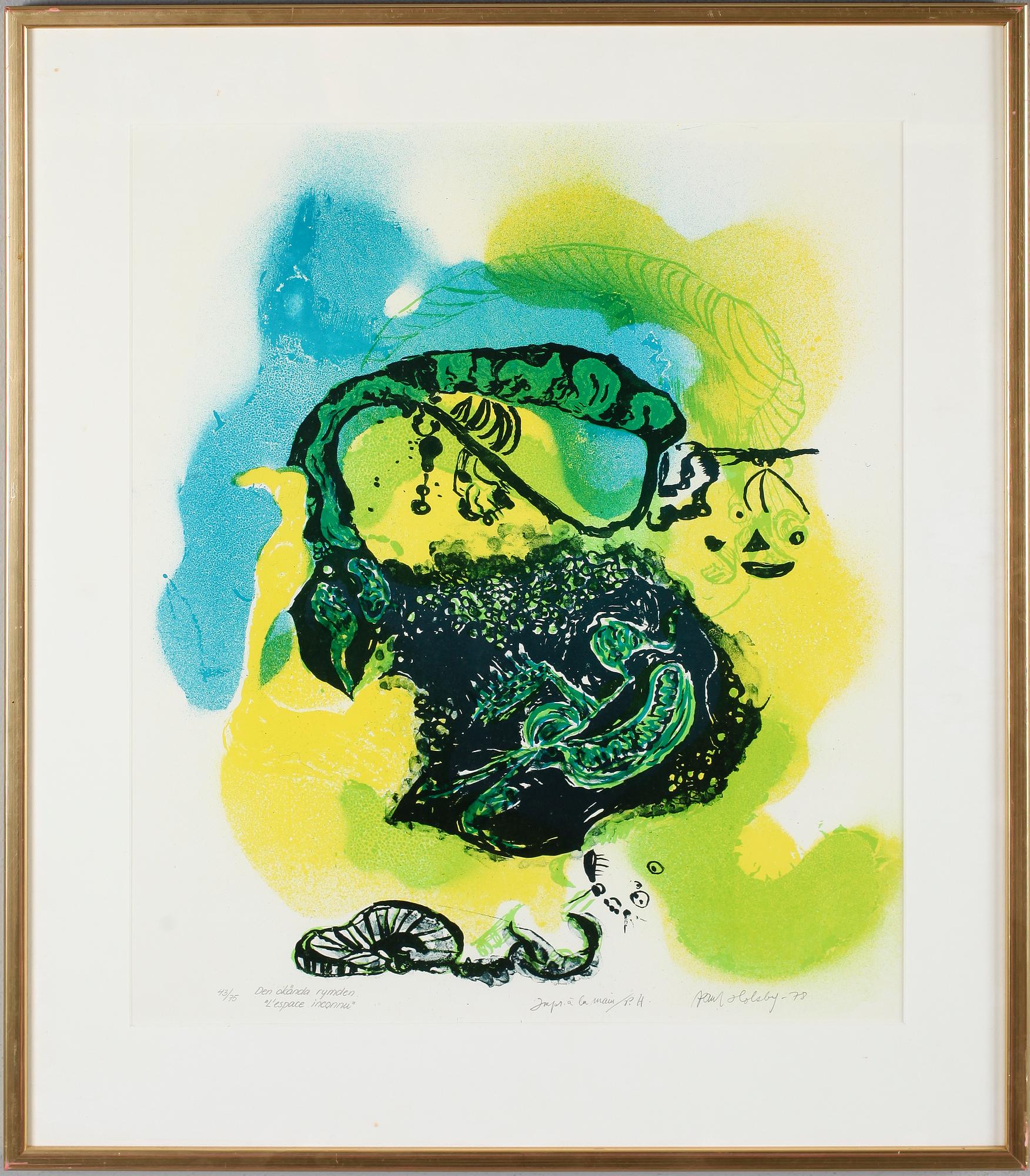 PAUL HOLSBY, färglitografi, signerad, daterad -78 och numrerad 43/75.