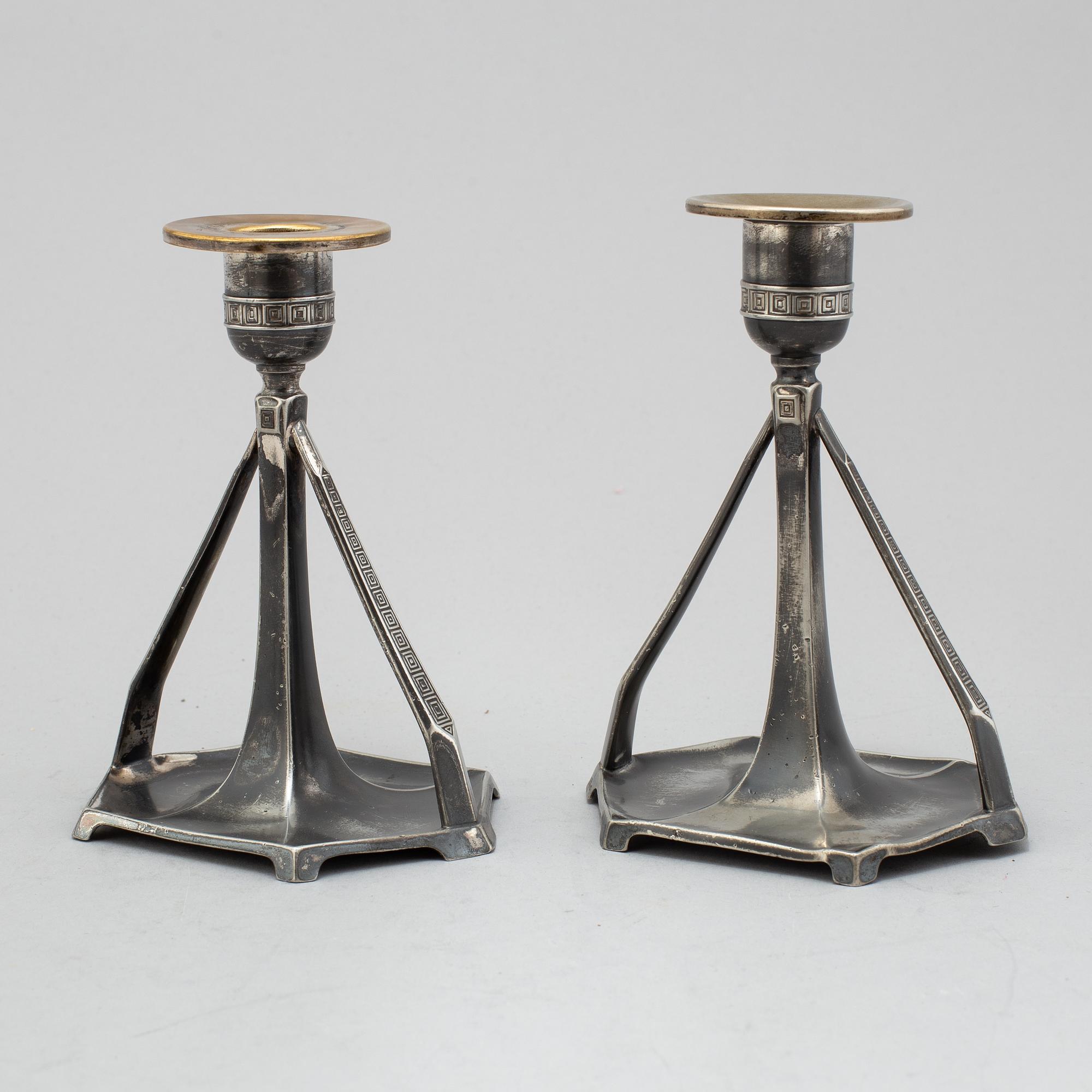 CANDLESTICKS, a pair, WMF (Württembergische Metallwarenfabrik), jugend, Germany, early 20th century.