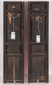 Two Chinese wooden carved panels, 20th century.