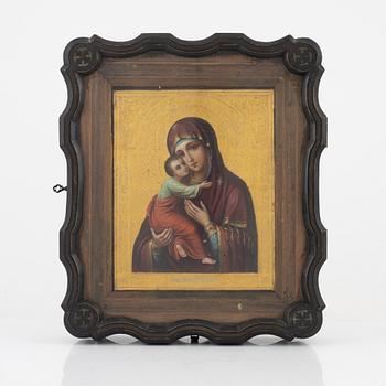 Ikon, Ryssland, 18/1900-tal, Madonnan med barnet.