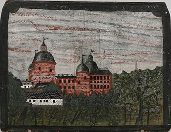 VÄGGFÄLT, olja på duk, 1700-/1800-tal.