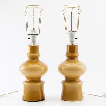 Table lamps, a pair of glass, Flygfors 1960s/70s.