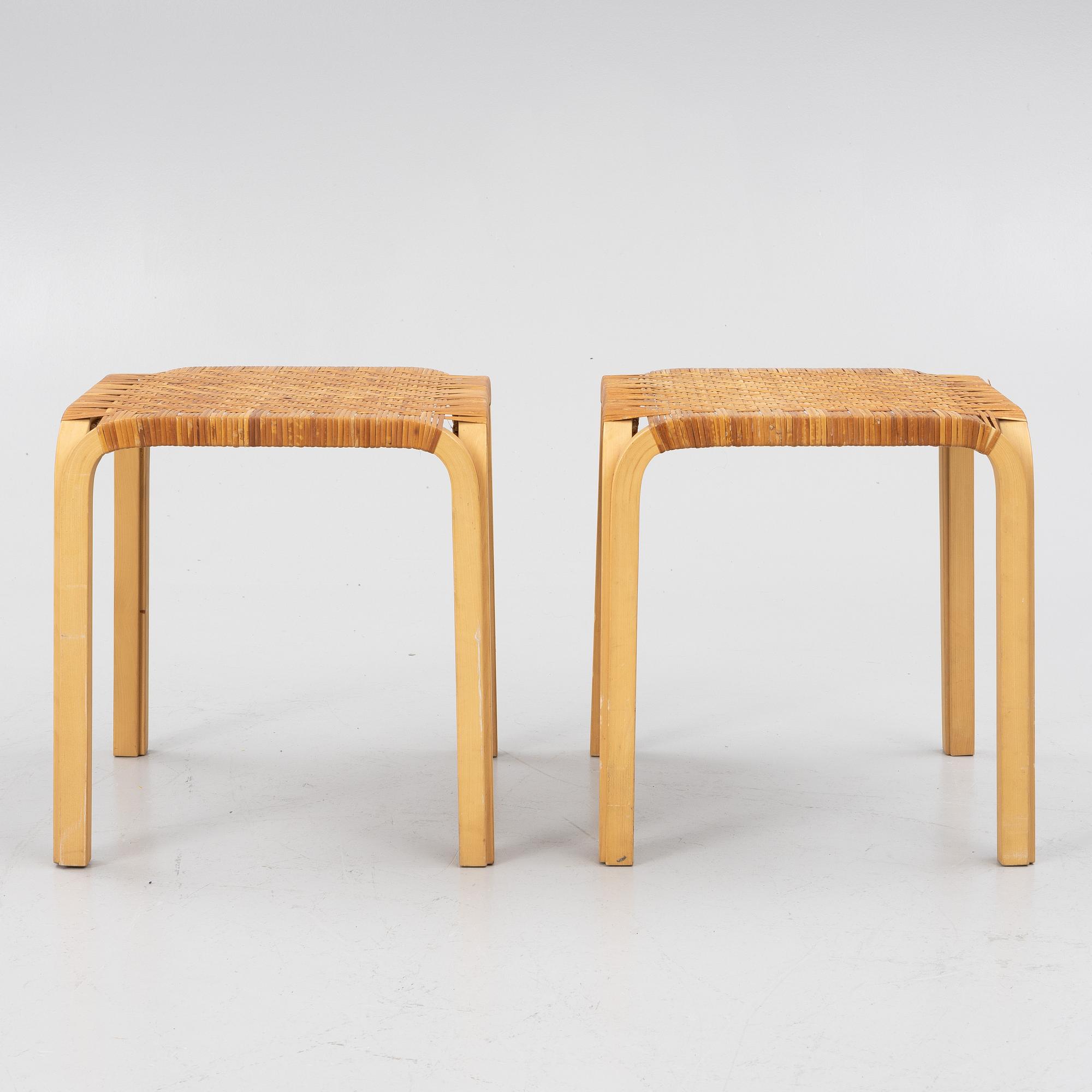 Alvar Aalto, a pair of model Y61 stools, Artek, second half of the 20th century.