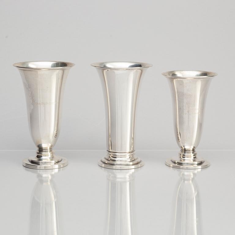 Ten Silver Beakers, 20th Century.