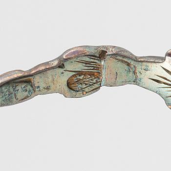 Ring, silver med koboltblå emalj och rosenslipade diamanter, med blommotiv.