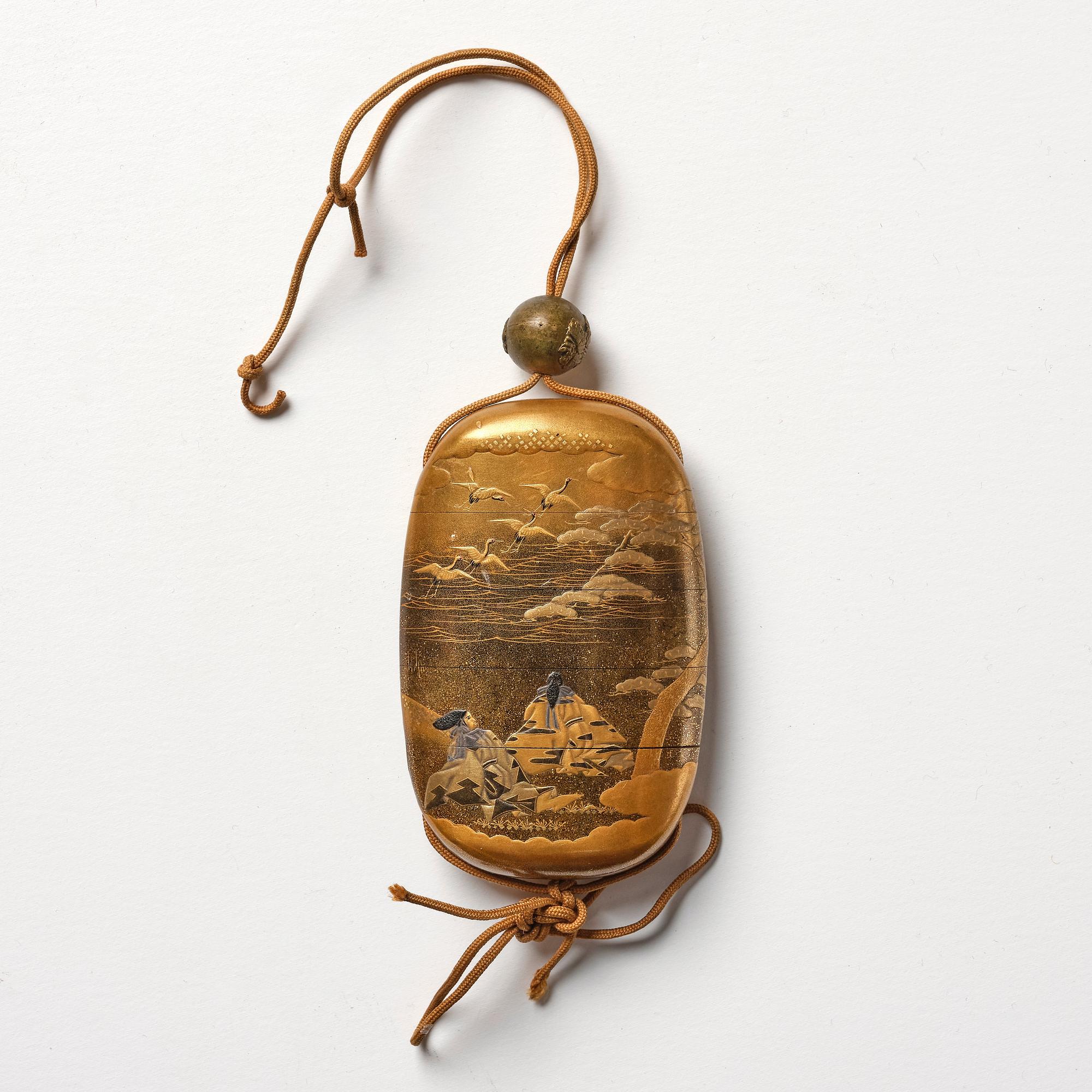 Inro, lack. Japan, 1800-tal. Signerad.