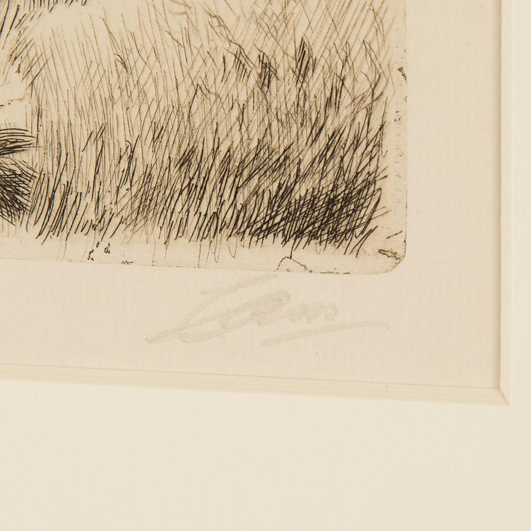 ANDERS ZORN, etsning, signerad med blyerts samt signerad och daterad i plåten 1916.