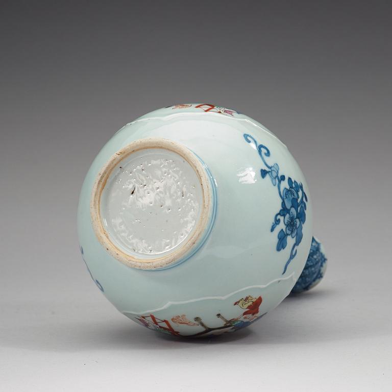 A blue and white and famille rose vase, Qing dynasty Qianlong (1736-95).