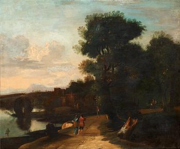 Herman van Swanefelt Attributed to, Landscape with walking figures.