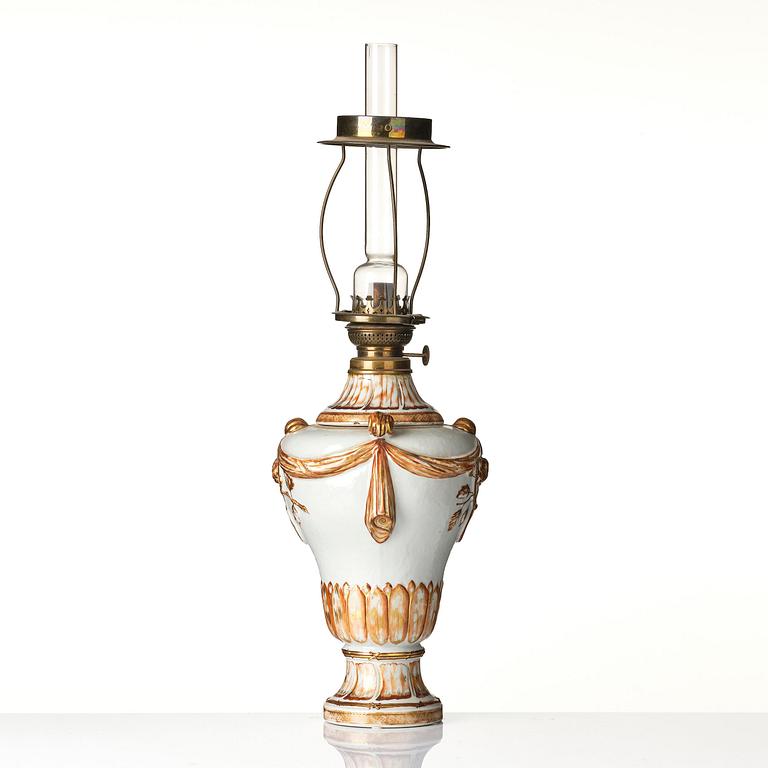 An enamelled potpourri vase made into a lamp, 18th century.