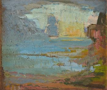 405. Carl Kylberg, Shore with ship.