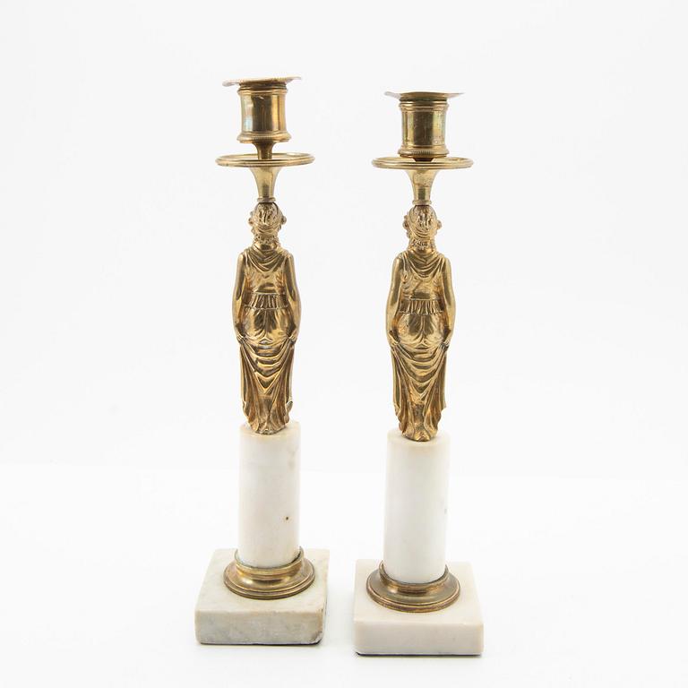 Ljusstakar, ett par, sengustaviansk-stil, 1800-tal.