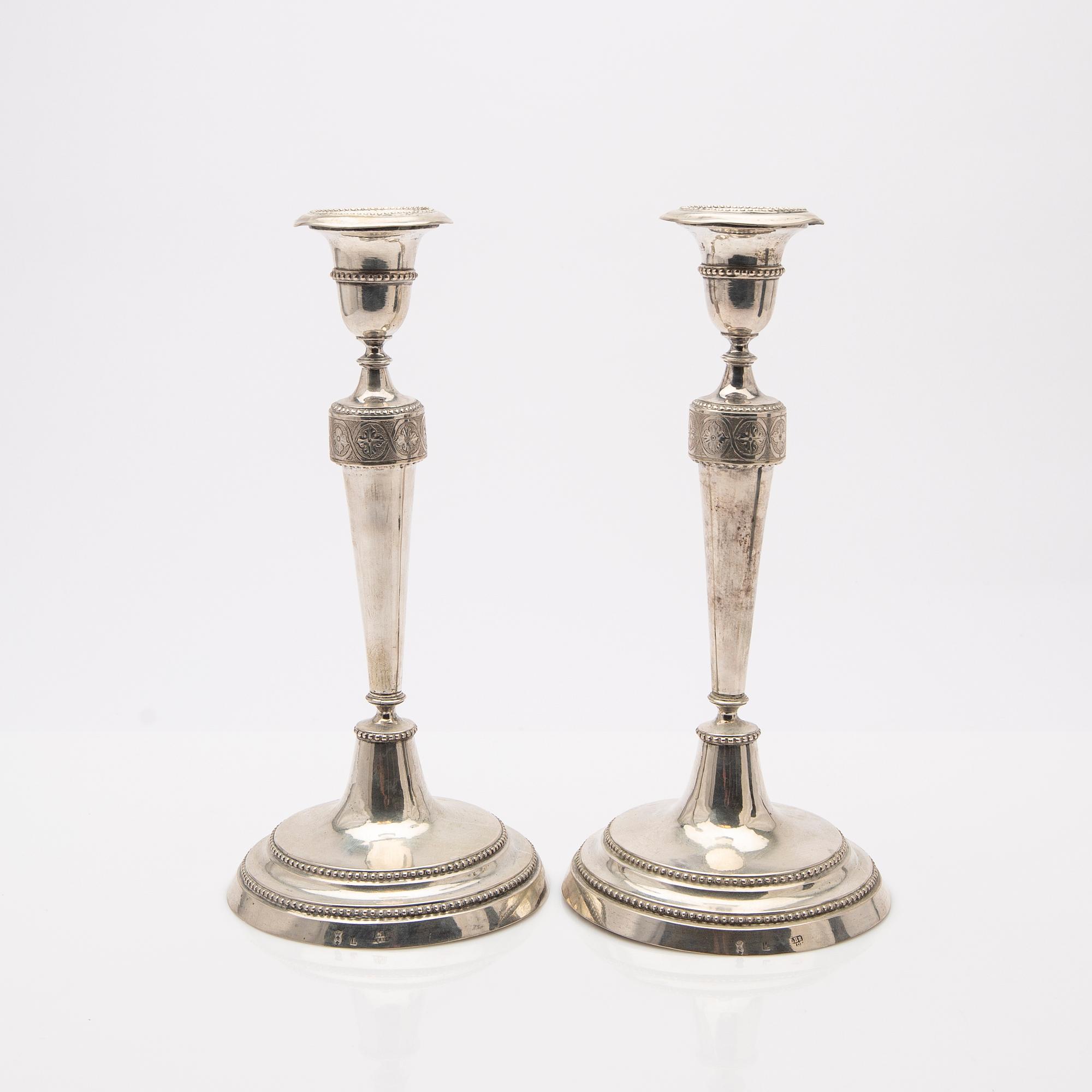 Candelsticks, a pair, silver, Carl Ludvig Berendt, Gdansk (1728-1804), master 1753.