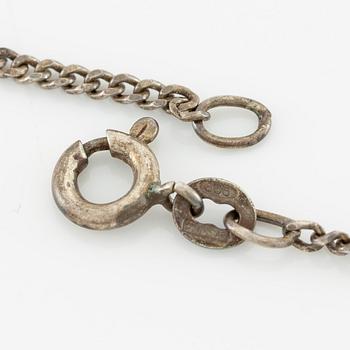 Necklace, silver with drop-cut amethyst and rose-cut diamonds.