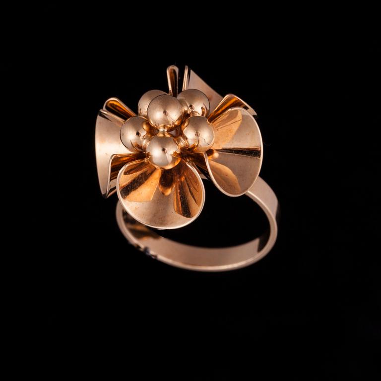 RING samt HÄNGE, 14K guld, Elis Kauppi Kupittaan Kulta 1973. Paino 10 g.